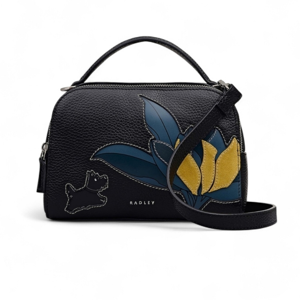 RADLEY LONDON Black and Yellow Floral Crossbody Bag
